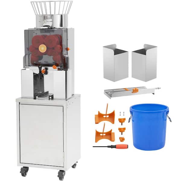 SKYSHALO Commercial Orange Juicer 25 Oranges/Minute, 120 W Automatic Feeding Juice Extractor, Stainless Steel, with Filter Box