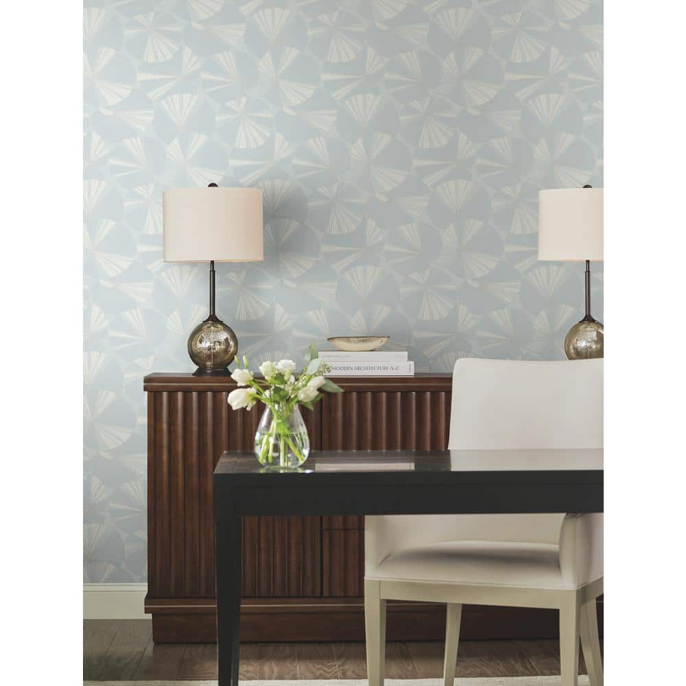 Spa Blue and White Non-pasted Washable Wallpaper