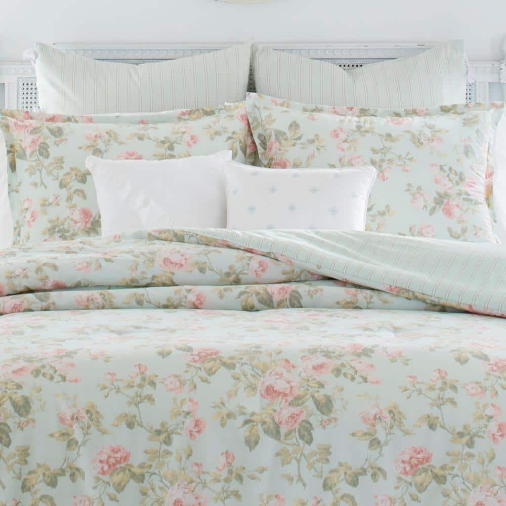 King Pink Cotton Reversible Comforter Set with Shams