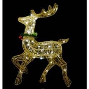 25 in. Lighted Gold Sisal Prancing Reindeer Christmas Outdoor Decoration