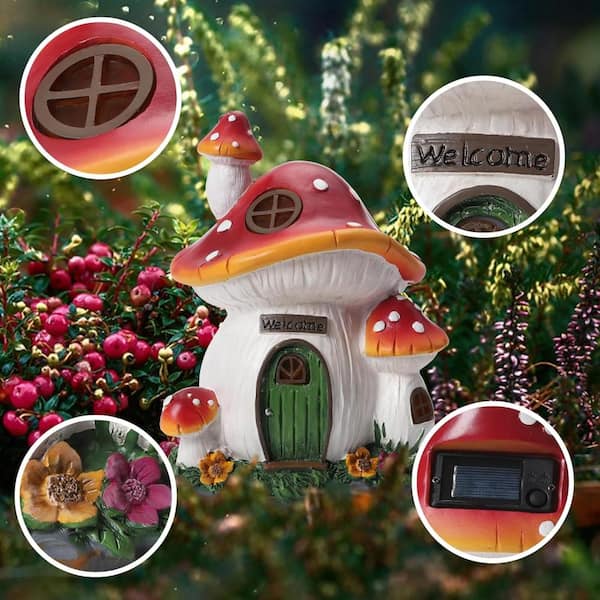 Outdoor Decoration White Mushroom House Garden Statue AL1YF11