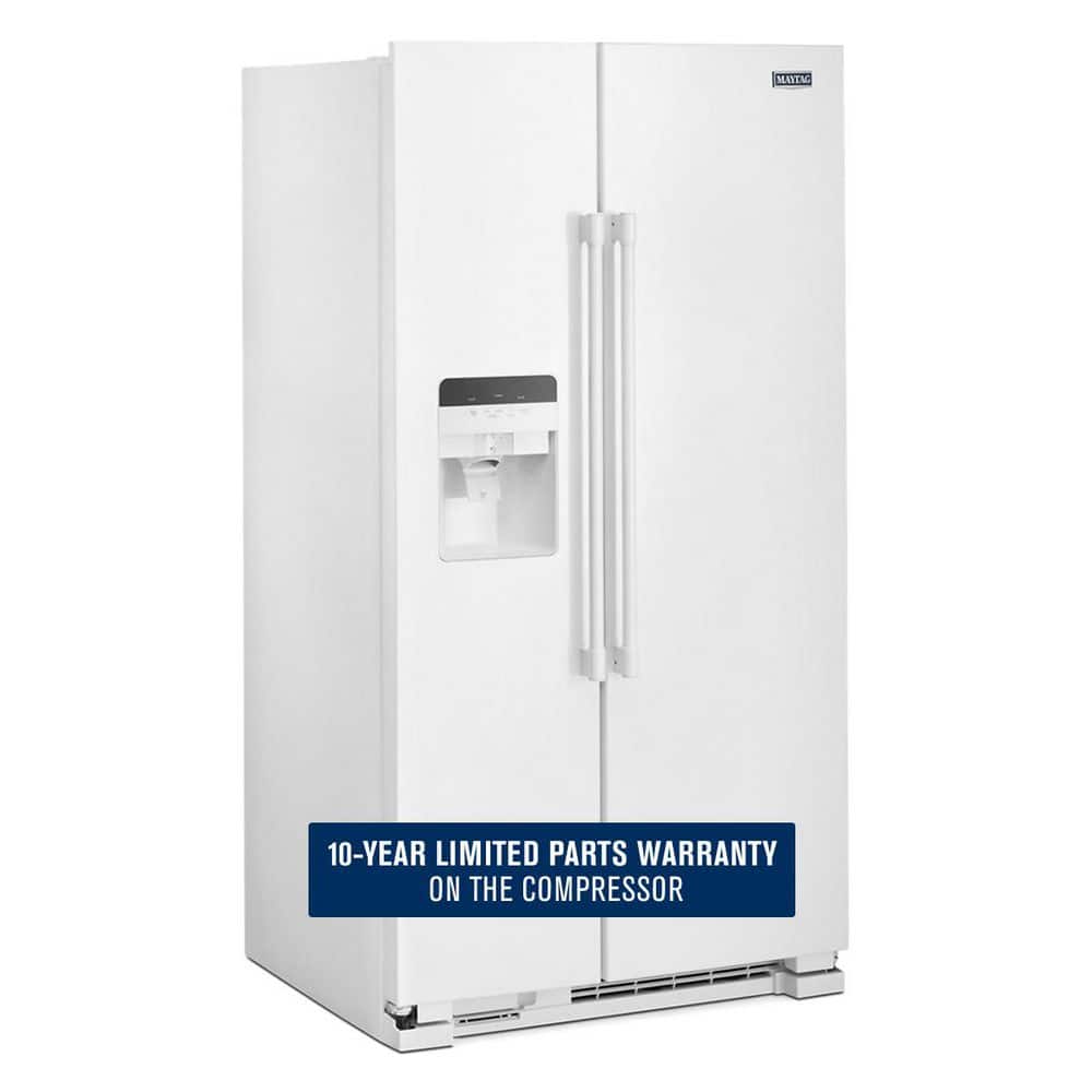 Maytag 25 cu. ft. Side by Side Refrigerator in White with Exterior