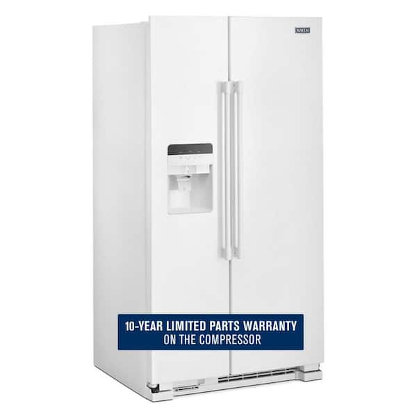 Maytag 25 cu. ft. Side by Side Refrigerator in White with Exterior