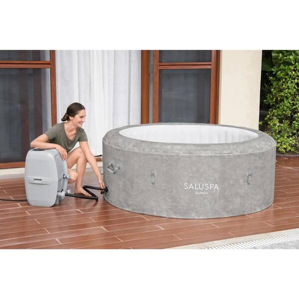 Bestway 54295 SaluSpa Airjet 6 Person Honolulu Inflatable Portable Hot Tub Spa, Gray