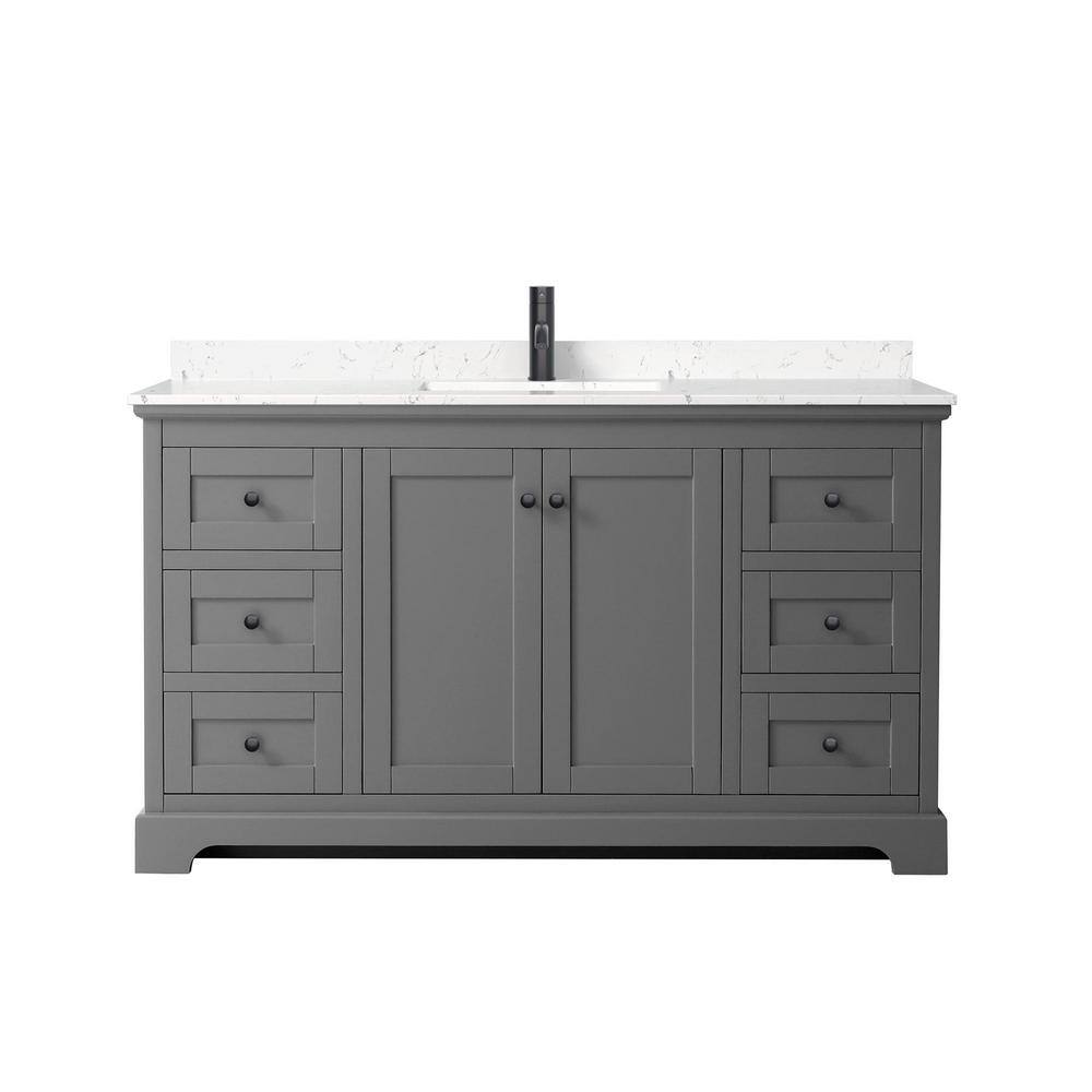 Avery 60'' Dark Gray Freestanding Bathroom Vanity with Marble Top