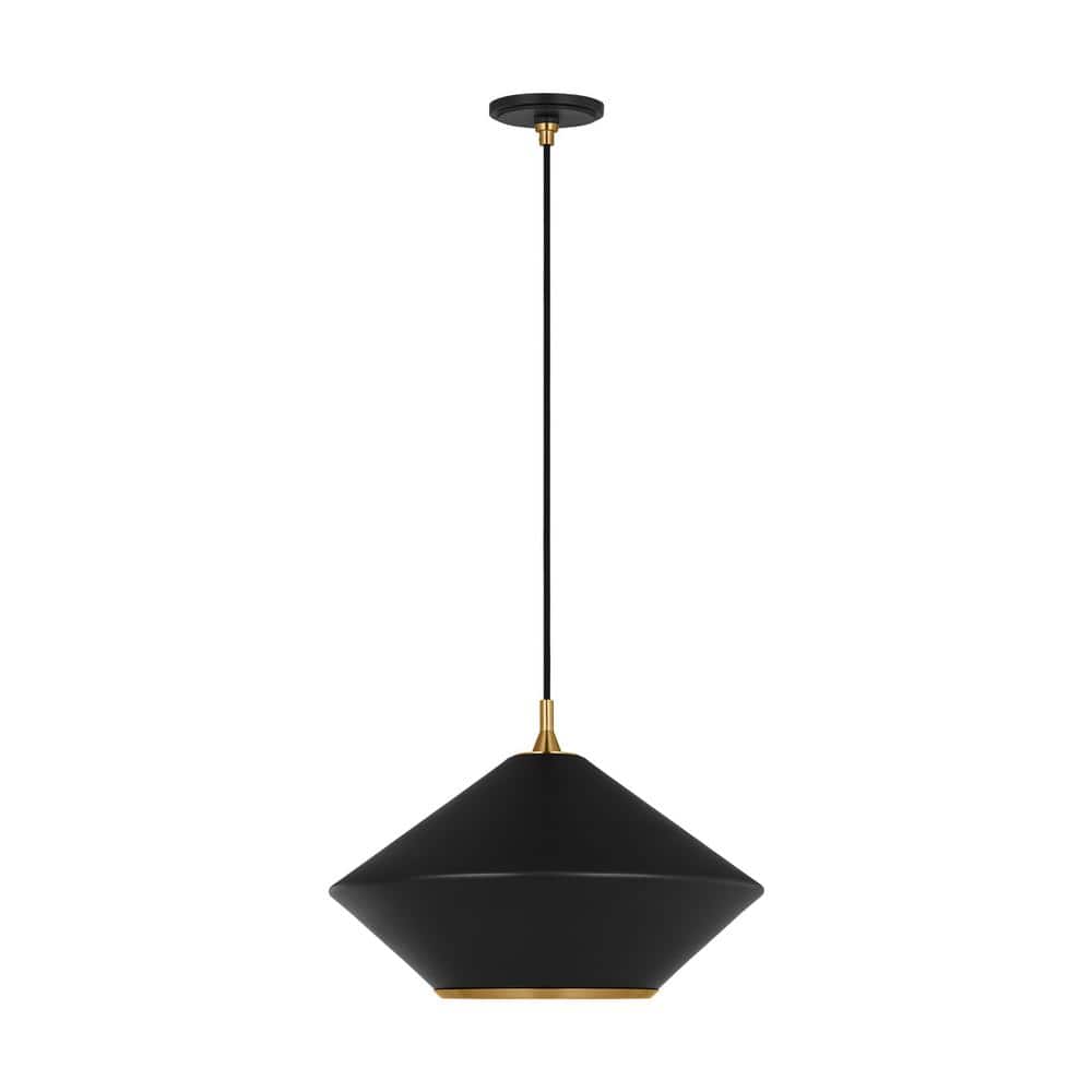 Midnight Black and Brass Cone Pendant Light
