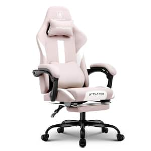 Fabric Gaming Chair Computer Chair with Footrest and Lumbar Support for Office or Gaming, Pink