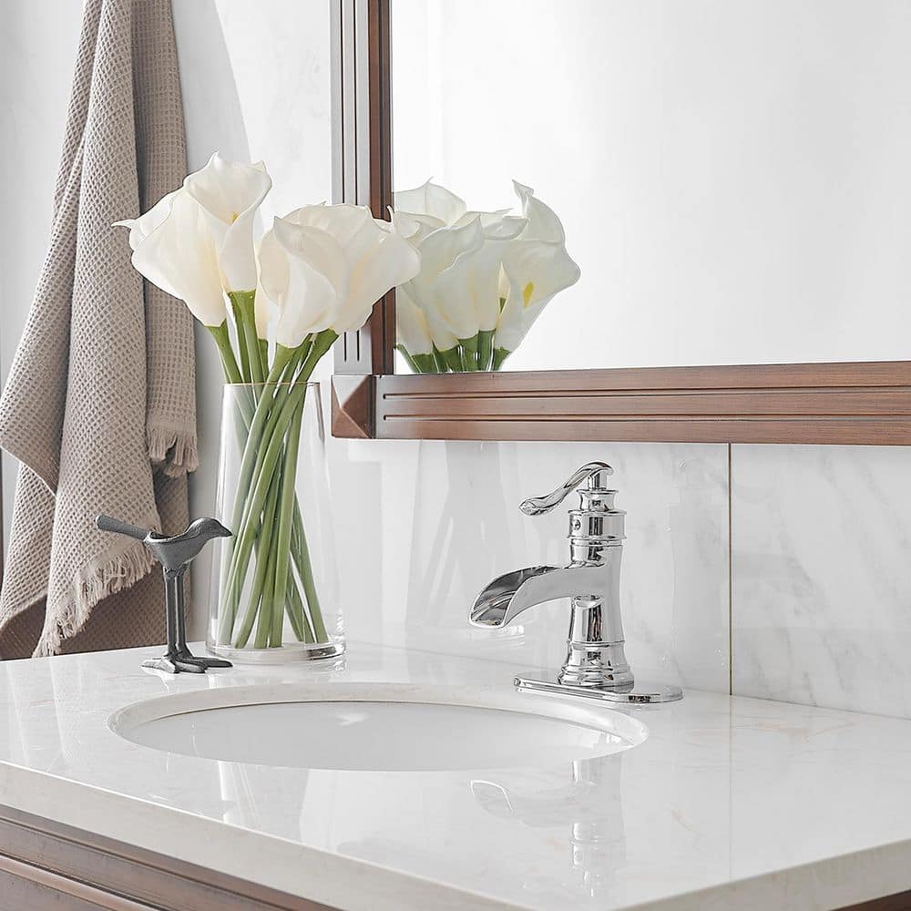 Polished Chrome Single-Handle Waterfall Bathroom Faucet