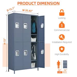 35.43 in. W x 72 in. H x 15.7 in. D Lockable Freestanding Cabinets with 6 doors for School,Gym and Home in Dark gray