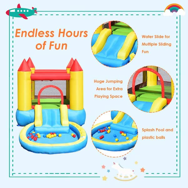Costway Multi-Color Inflatable Bounce House Kids Slide