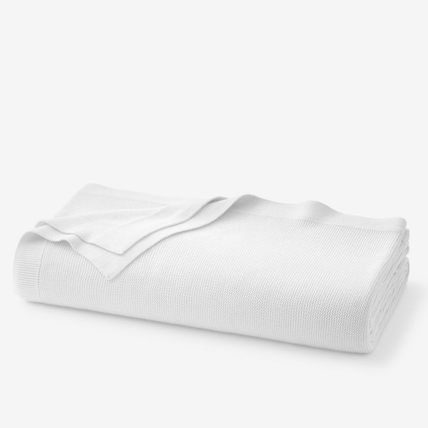 Company Cotton All Season Knit White Cotton Twin/Twin XL Blanket