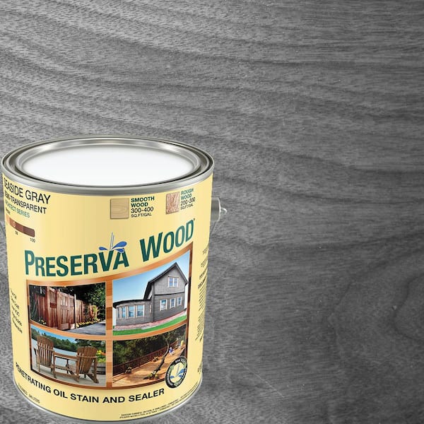 Preserva Wood 1 gal. Semi-Transparent Oil-Based Seaside Gray Exterior Wood Stain