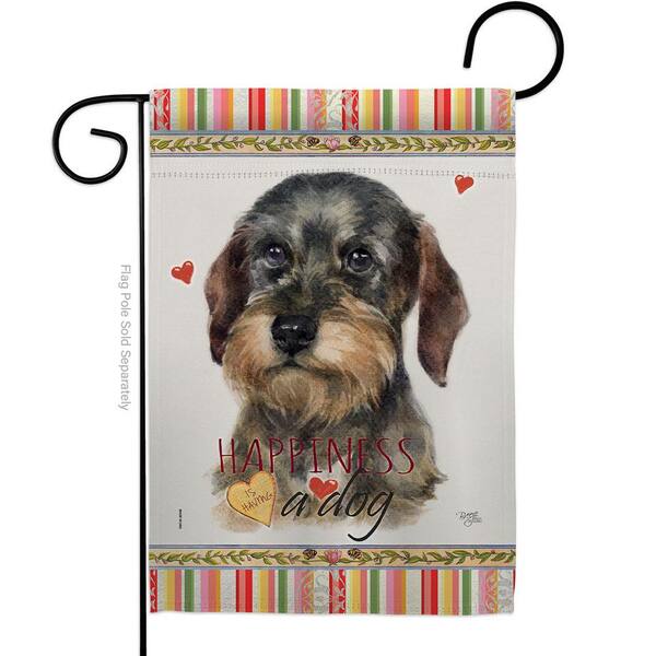 Breeze Decor 13 in. x 18.5 in. Wire Haired Dachshund Happiness Dog