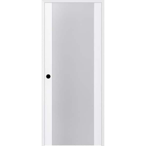 Belldinni 30 in. x 96 in. Right-Hand Solid Core Full Lite Frosted Glass Bianco Noble Wood Composite Single Prehung Interior Door