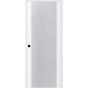 36 in. x 96 in. Right-Hand Solid Core Full Lite Frosted Glass Bianco Noble Wood Composite Single Prehung Interior Door