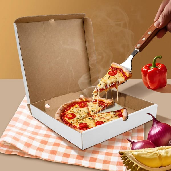 40-Pack 10 x 10 in. Pizza Boxes with Paper Liner, White Cardboard Mini Pizza Box, Corrugated Take out Food Containers