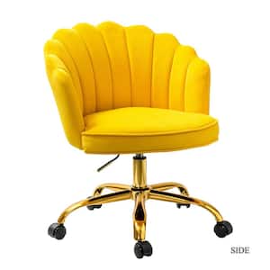 Modern Office Chair 360° Swivel Velvet Study Seat Ergonomic Desk Chair  Height Adjustable Computer Task Stools with Upholstered Gold Metal Base  Wheels