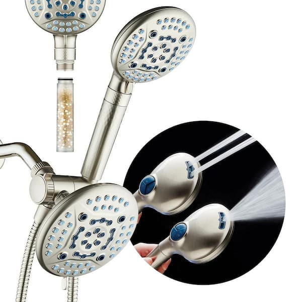 82-Spray Wall Mount Shower Head Combo with filtration 2.5 GPM Satin Nickel