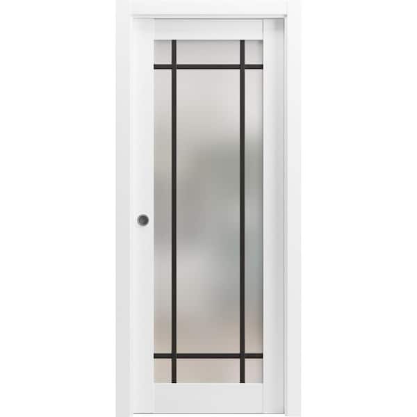 Sartodoors 24 in. x 80 in. 1 Panel White Finished Solid Wood Sliding Door with Hardware