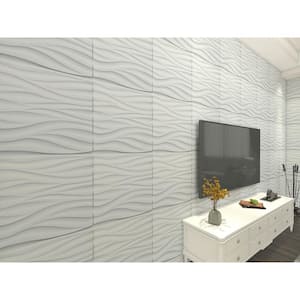 19.7 in. x 19.7 in. White PVC 3D Wall Panels Wave Wall Design (12-Pack)