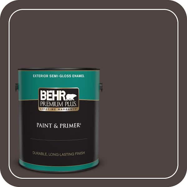 BEHR PREMIUM PLUS 1 gal. #790B-7 Bitter Chocolate Semi-Gloss Enamel Exterior Paint & Primer