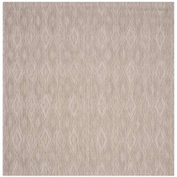SAFAVIEH Courtyard Beige 7 ft. x 7 ft. Square Solid Indoor/Outdoor Patio  Area Rug