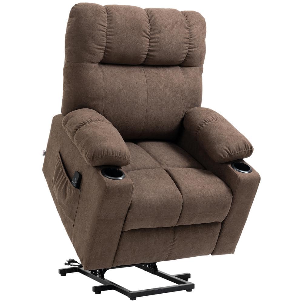 HOMCOM Coffee Linen Recliner 713-152V80CF - The Home Depot