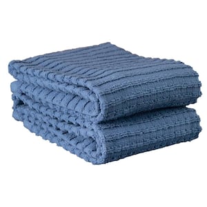 Royale Federal Blue Solid Cotton Kitchen Towel (Set of 2)