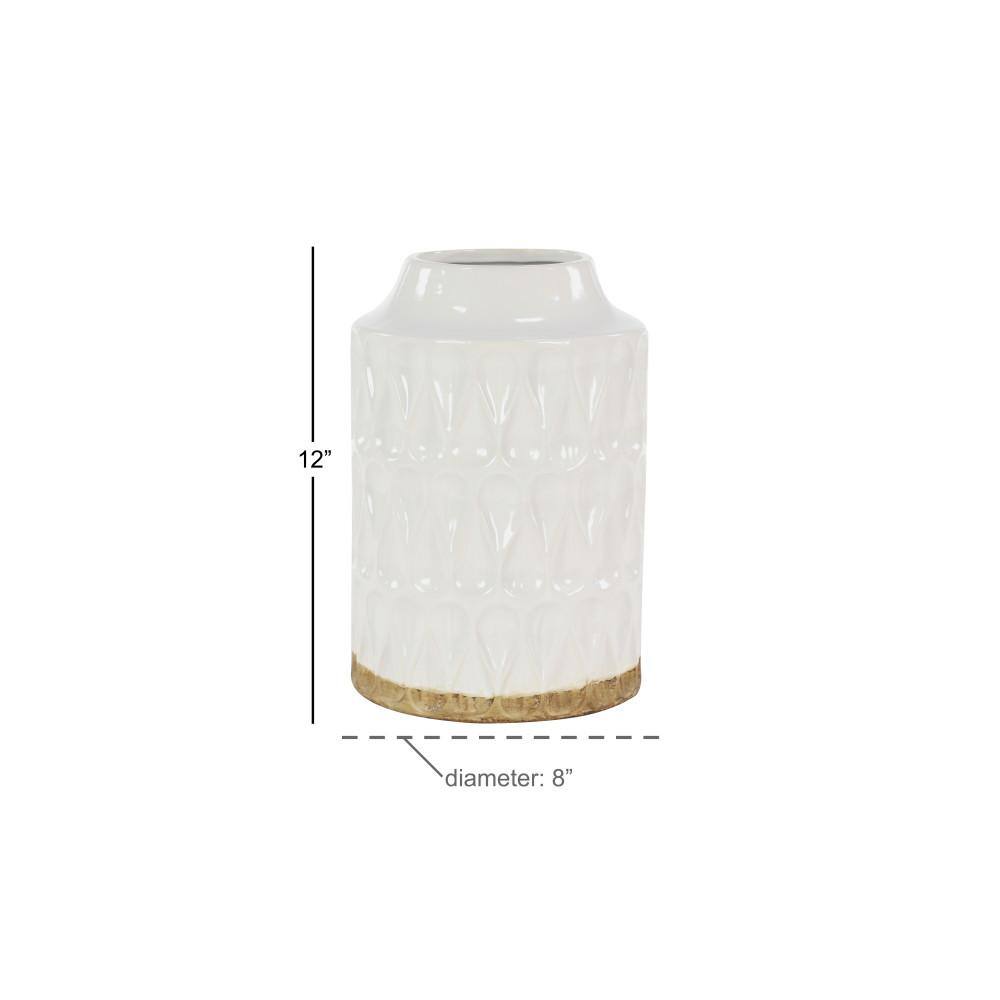 White and Brown Geometric Porcelain Table Vase
