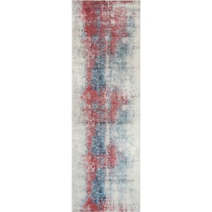 Dixie Contemporary Abstract Waterfall Rust 2 ft. 8 in. x 8 ft. Indoor Runner Rug