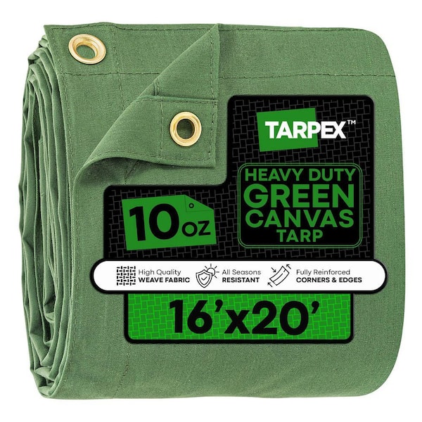Tarpex Heavy-Duty 10 oz. Canvas Tarp 16 ft. x 20 ft. Multi-Purpose