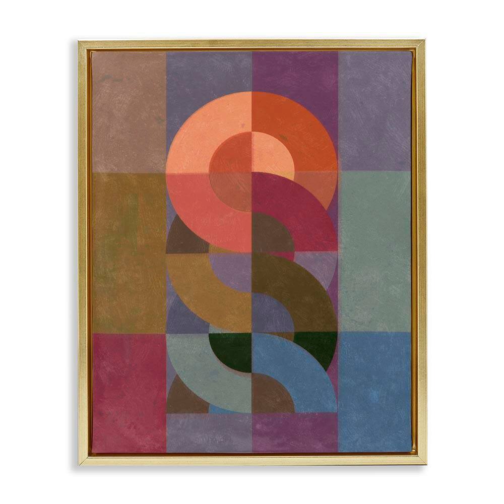 Retro Interlocking Circles by Victoria Barnes Gold Floater Frame Abstract Graphic Art Print 21 in. x 17 in. price history on PriceWatchPro