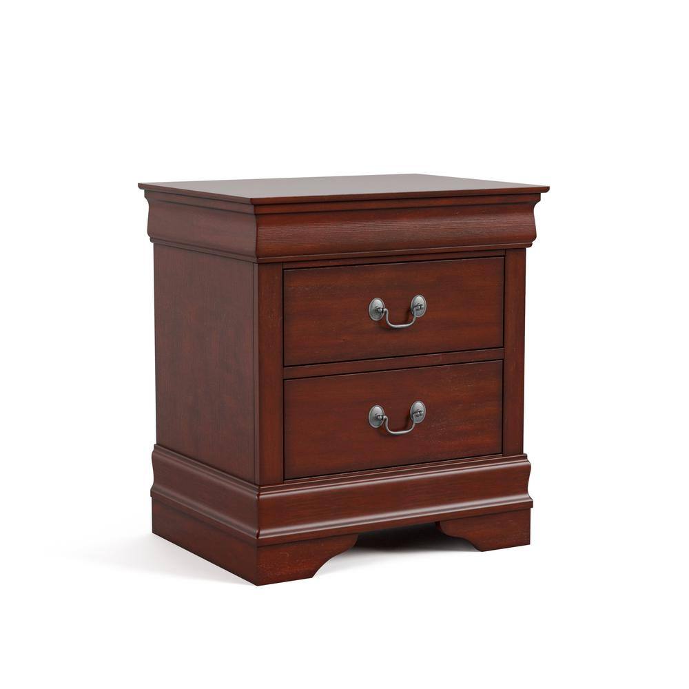 Cherry Solid Wood 2-Drawer Traditional Nightstand