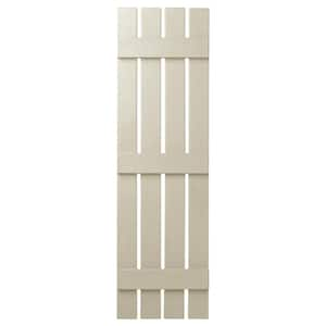 16 in. x 55 in. Polypropylene Plastic 4-Board Open Board and Batten Shutters Pair in Sand Dollar