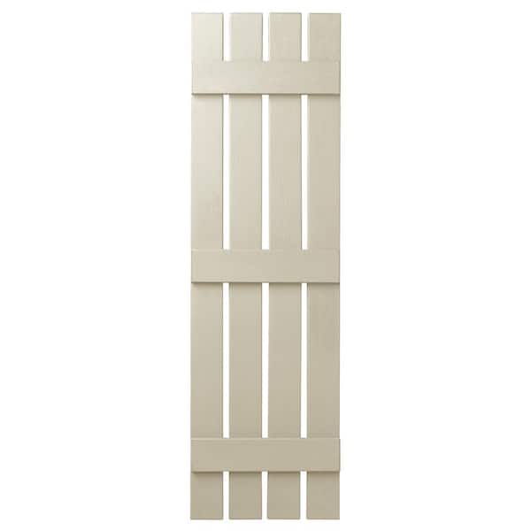 Ply Gem 16 in. x 59 in. Polypropylene Plastic 4-Board Open Board and Batten Shutters Pair in Sand Dollar