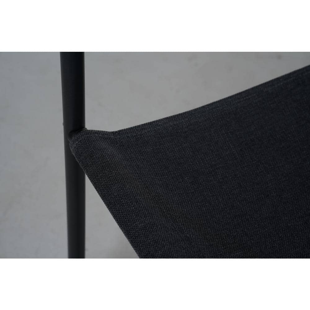 Modern Black Iron Outdoor Chaise Lounge with Arms