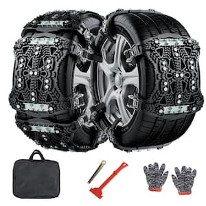 Upgraded Snow Chains for Cars, Emergency Anti Slip Tire Traction Chains for Tyres Width165-275mm, Black (6-Piece)