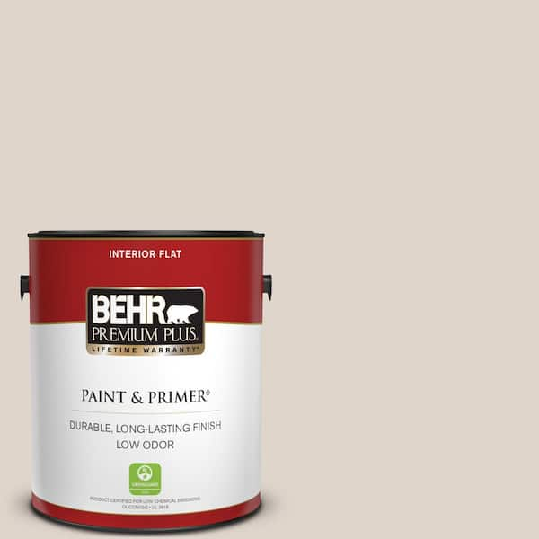 BEHR PREMIUM PLUS 1 gal. #N230-1 Castle Beige Flat Low Odor Interior Paint & Primer