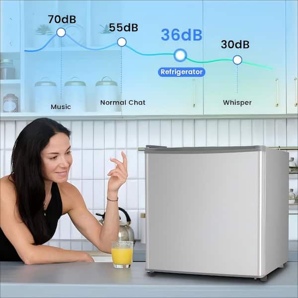 17.52 in. 1.4 cu. ft. Mini Refrigerator in Silver with Compact Freezer