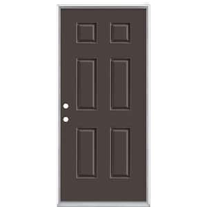 36 in. x 80 in. 6-Panel Willow Wood Right-Hand Inswing Painted Smooth Fiberglass Prehung Front Door, Vinyl Frame