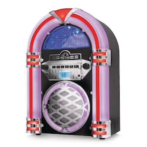Wilshire Bluetooth Jukebox with FM Radio, Built-In Speaker and Multi-Color LED Lighting, (Black)