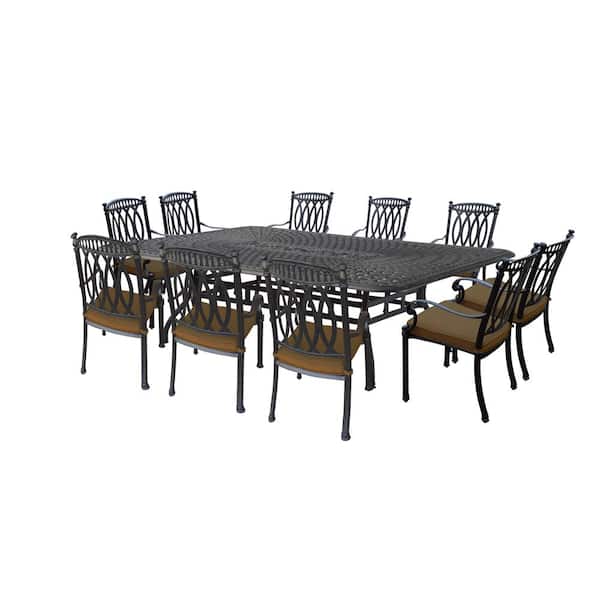 11 Piece Outdoor Dining Set, 10 Person Round Outdoor Dining Table