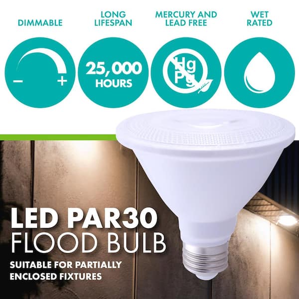 75-Watt Equivalent PAR30 Short Neck Dimmable LED Light Bulb, 2700K Soft White, 24-pack