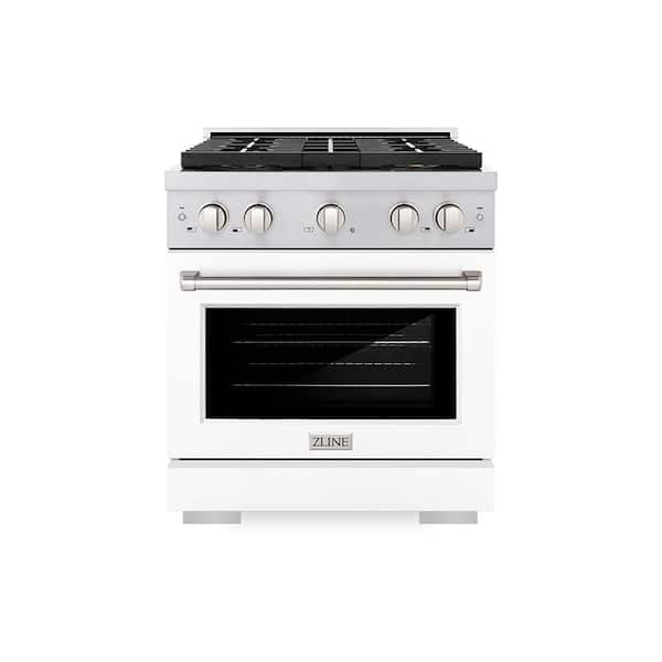 30 in. 4.2 cu. ft. Paramount Gas Range with 4-Burner DuoPro Cooktop and Convection Gas Oven with White Matte Door