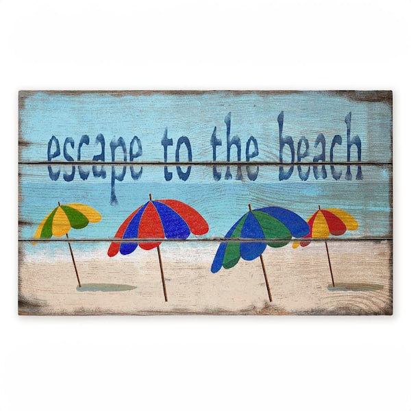 Rustic Escape To Beach Blue 18 in. x 30 in. Polyester Non-Slip Outdoor Door Mat