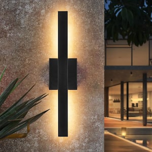 Edith 1-Light 20 in. Black Modern Linear Integrated LED Indoor/Outdoor Wall Light
