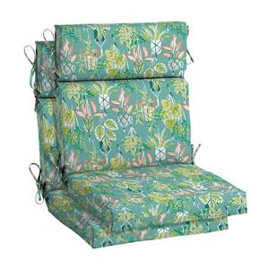 21.5 in. x 24 in. Hanging Plants Outdoor High Back Dining Chair Cushion (2-Pack)