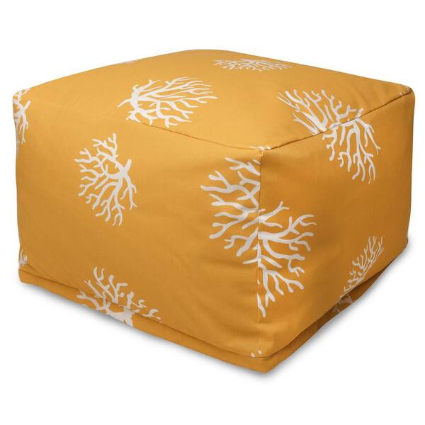Majestic Home Goods Yellow Coral Indoor/Outdoor Ottoman Cushion