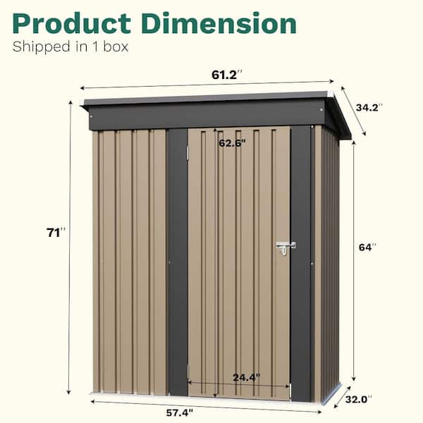 Tozey 5 ft. W x 3 ft. D Outdoor Storage Metal Shed Lockable Metal