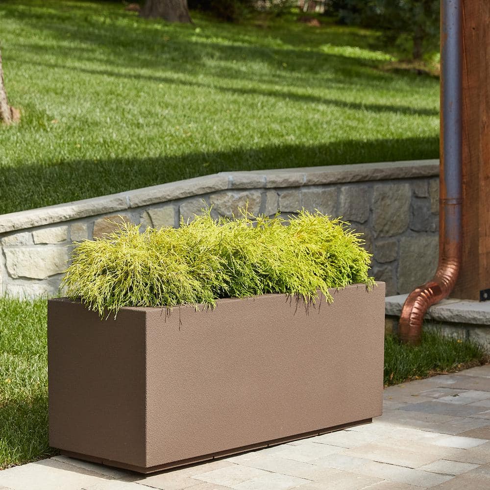 Gray Granite Extra Large Polymer Outdoor Rectangular Planter